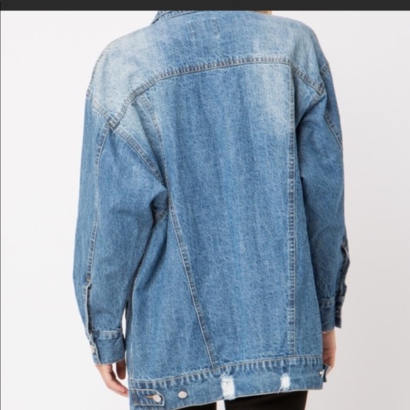 LAST Large Oversized distressed denim jean jacket - Picture 4 of 8
